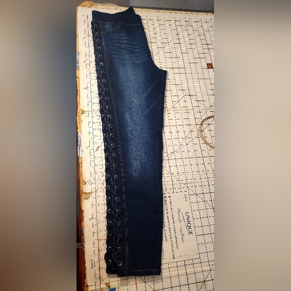 🔥NWOT JVINI Jeggings Blue Women US Large - Picture 8 of 12